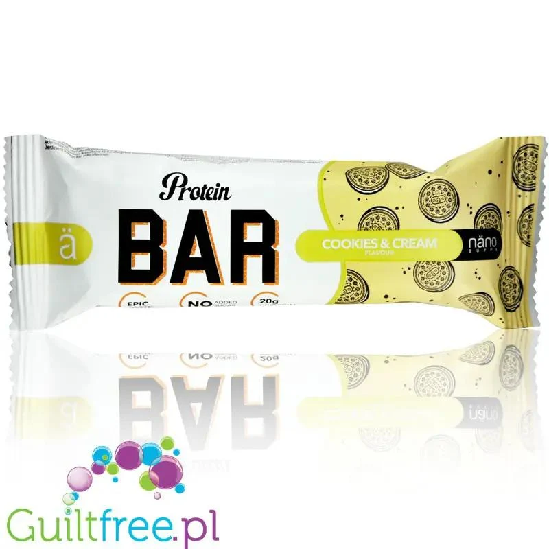 Nano Ä Cookies & Cream - epicko pyszny baton proteinowy 20g białka, 198kcal