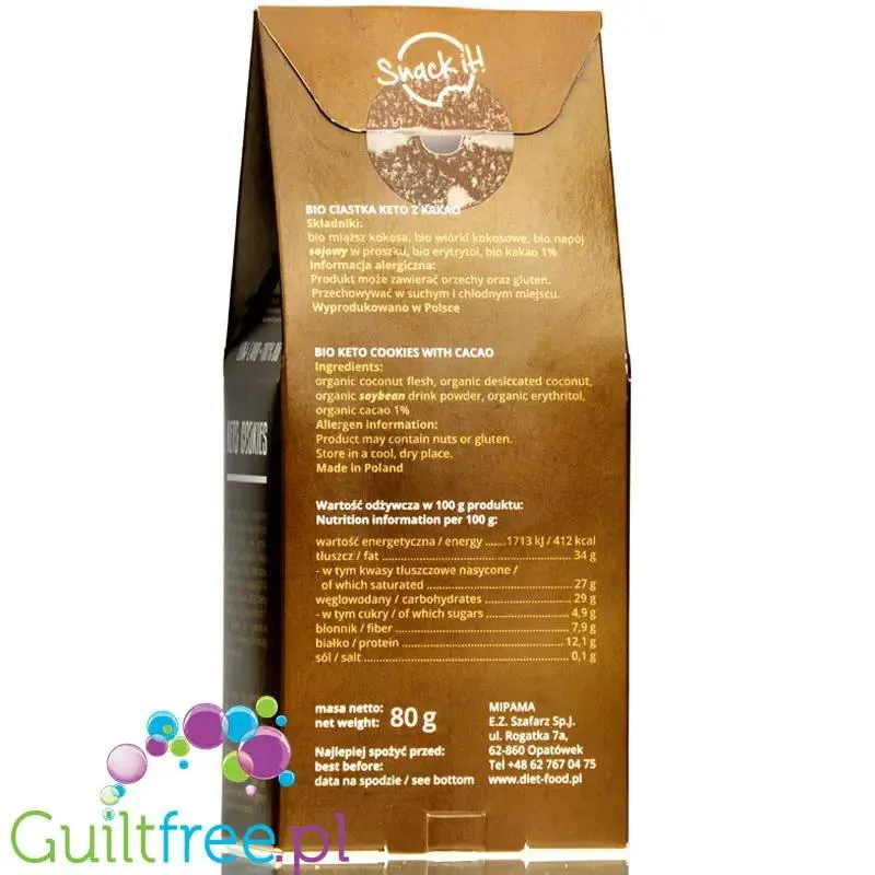 Diet Food Keto Cookies Cocoa - ketogeniczne bio ciasteczka kakaowe