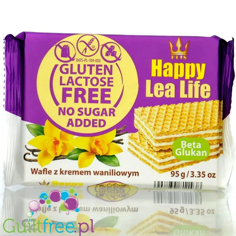 Lea Life wafle z kremem waniliowym bez glutenu, laktozy i bez dodatku cukru