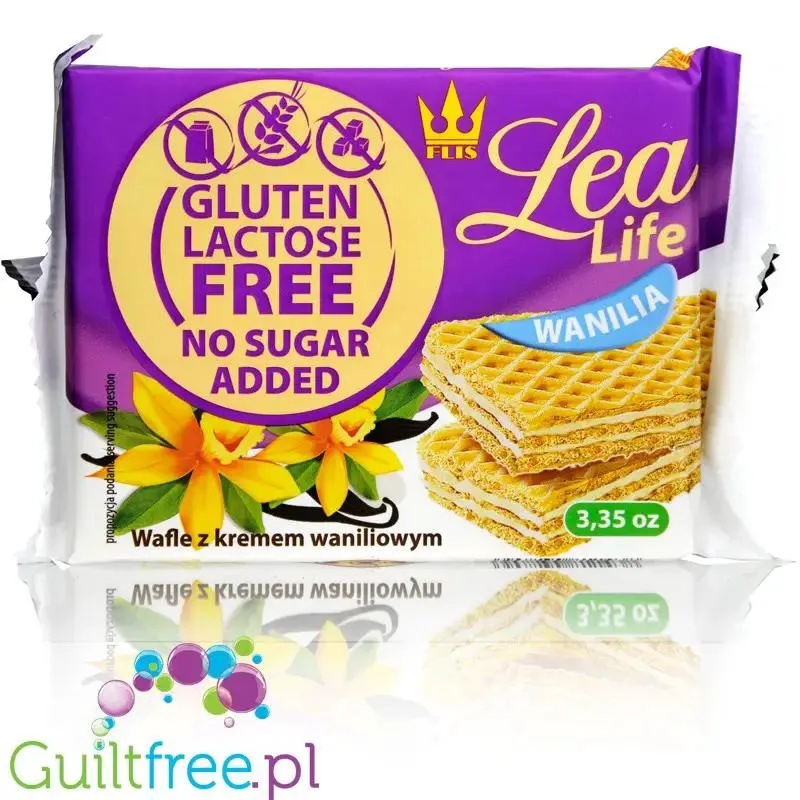 Lea Life wafle z kremem waniliowym bez glutenu, laktozy i bez dodatku cukru