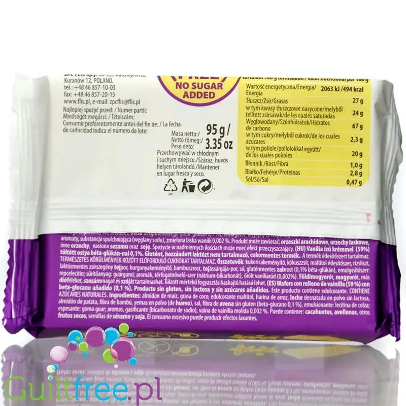 Lea Life wafle z kremem waniliowym bez glutenu, laktozy i bez dodatku cukru