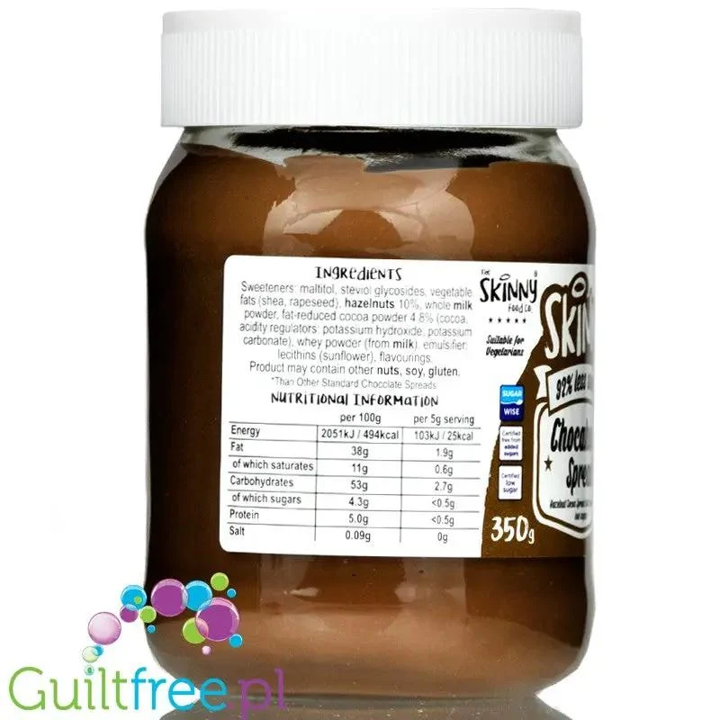 Skinny Food Chocaholic Spread Chocolate Hazelnut - krem czekoladowo-orzechowy bez cukru ze stewią