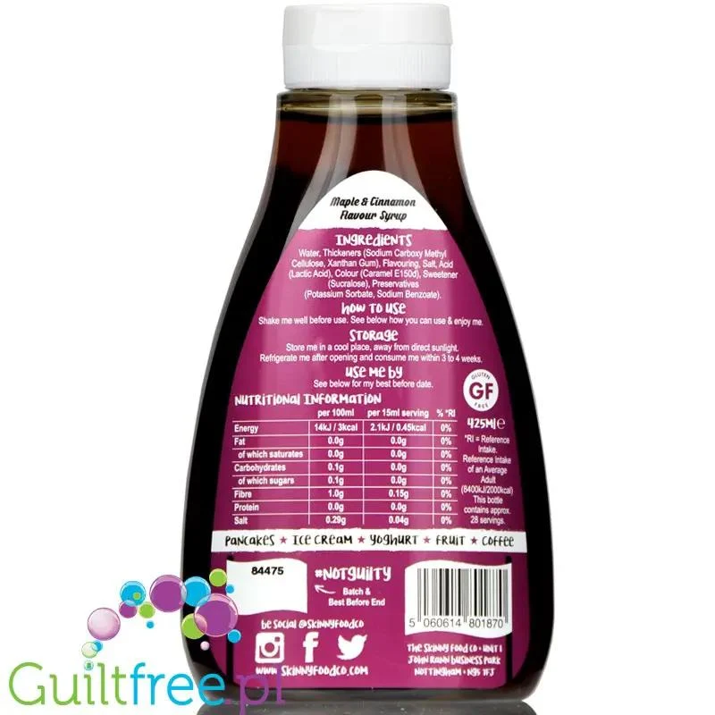 Skinny Food Maple Cinnamon - syrop zero kalorii o smaku klonowo-cynamonowym