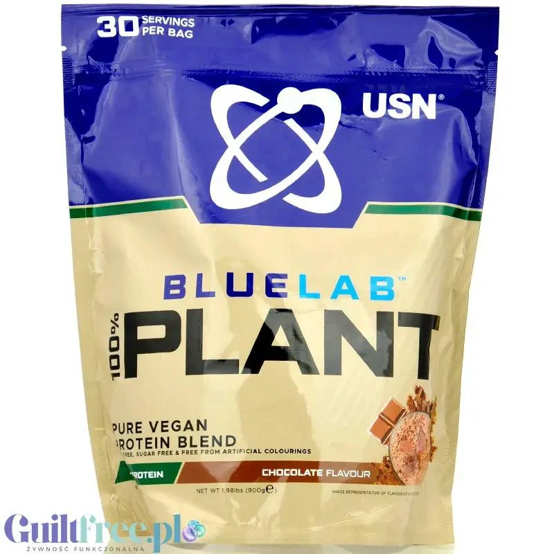 USN Vegan Plant Protein Chocolate 0,9kg - wegańska odżywka białkowa bez soi, ze stewią