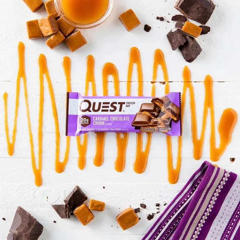 Quest Bar Caramel Chocolate Chunk - baton białkowy PUDEŁKO x 12 BATONÓW