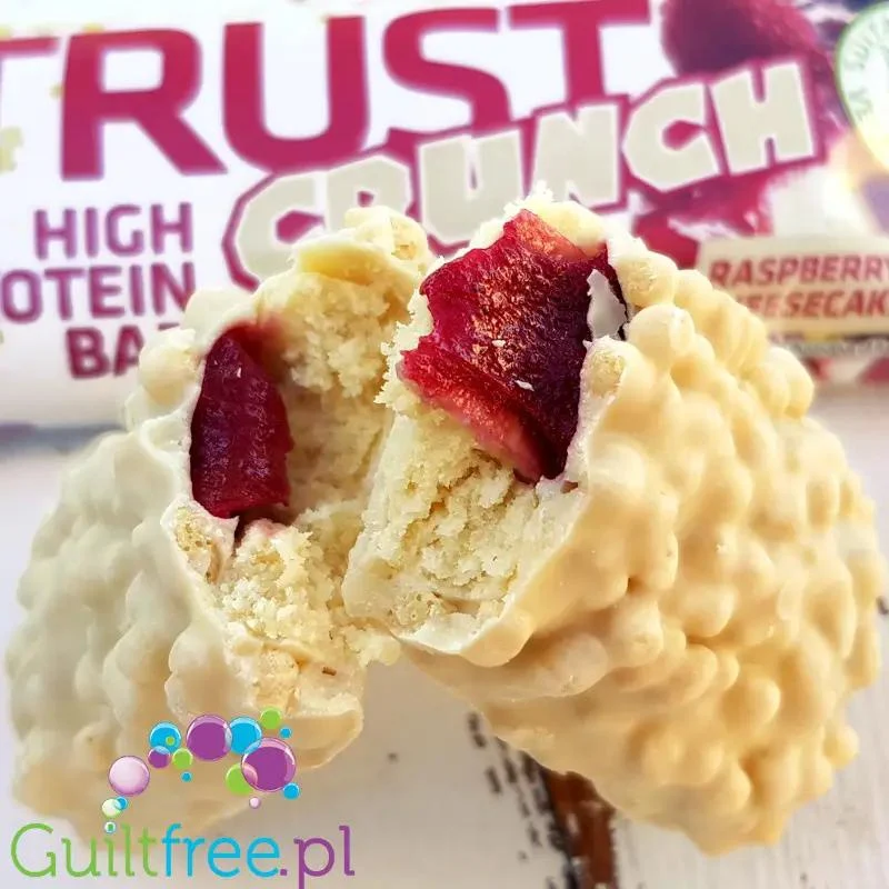 USN Trust Crunch Raspberry Cheesecake - chrupiący baton białkowy Biała Czekolada, Sernik & Maliny