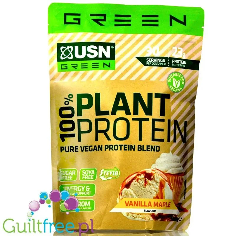 USN Blue Lab Plant Vanilla Maple 0,9kg - wegańska odżywka białkowa bez soi, ze stewią