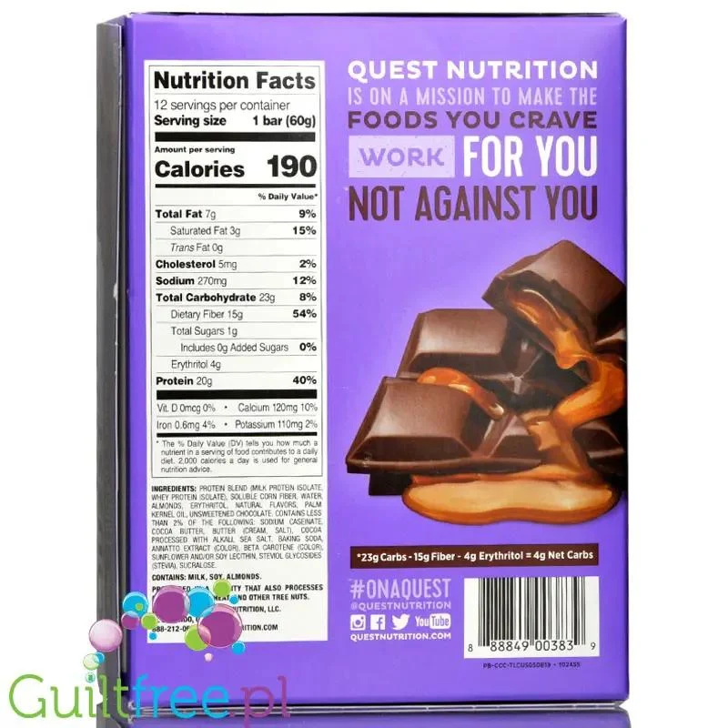 Quest Bar Caramel Chocolate Chunk - baton białkowy z karmelem i czekoladą