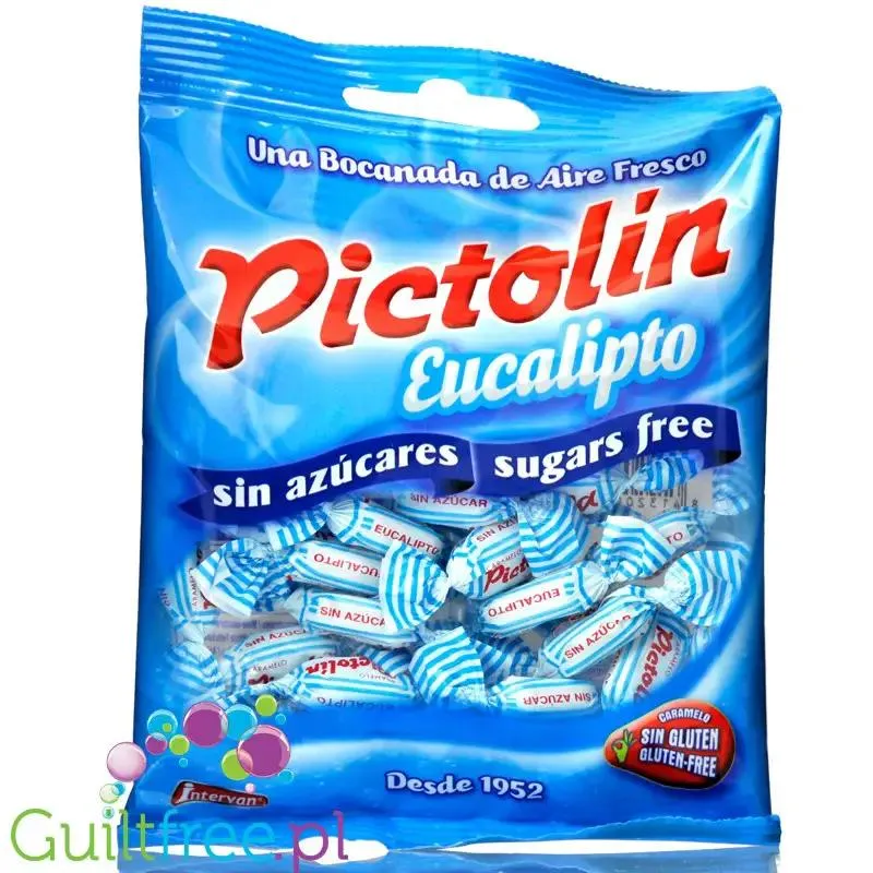 Pictolin Eucalipto 65g - eukaliptusowo-mętowe cukierki bez cukru do żucia