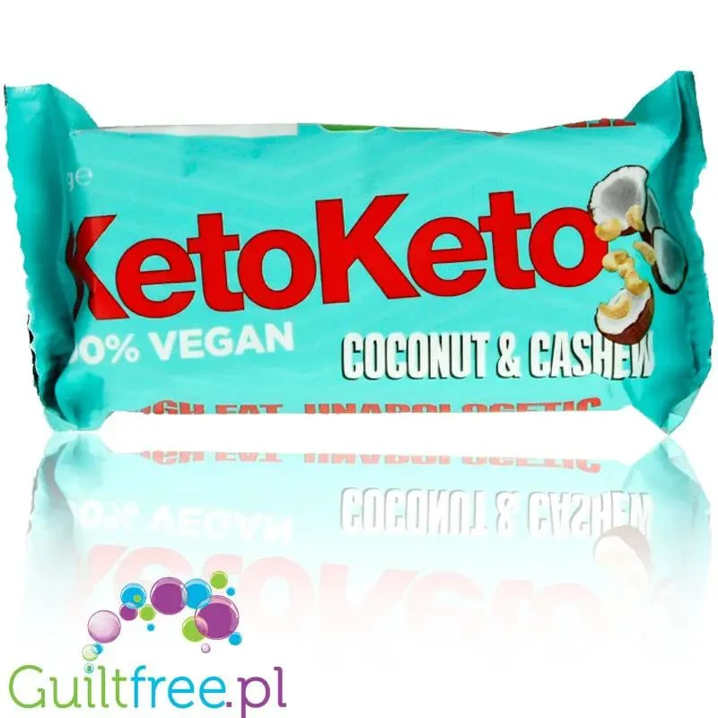 KetoKeto Bar Coconut Cashew - wegański baton 54% tłuszczu, smak Kokos & Nerkowce