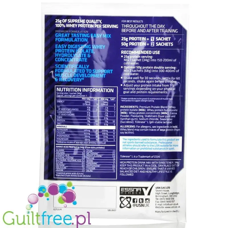 USN Blue Lab Whey Wheytella - odżywka białkowa WPI, WPC, WPH z Tolerase L