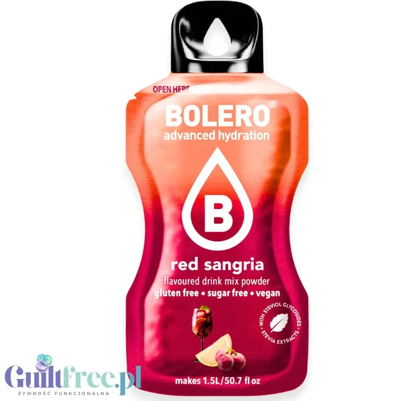 Bolero Drink Red Sangria 9g - napój w saszetce bez cukru ze stewią, Czerwona Sangria