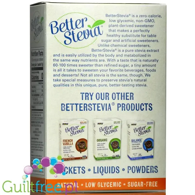 NOW Foods Better Stevia Original słodzik stewia 100 saszetek
