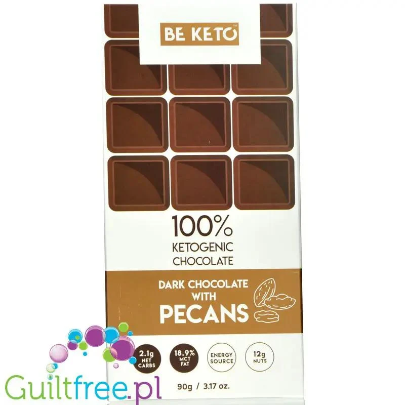 BeKeto™ 70% Cocoa Vegan Magic Pecans - wegańska ketogeniczna czekolada bez dodatku cukru z pekanami