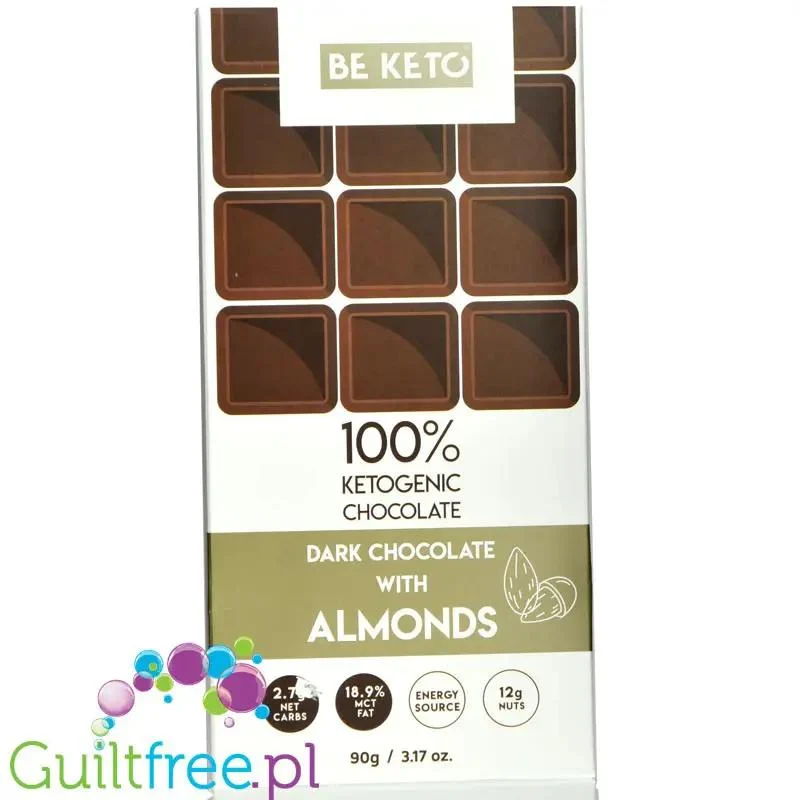 BeKeto™ 70% Cocoa Vegan Crunchy Almond - wegańska ketogeniczna czekolada bez dodatku cukru z migdałami