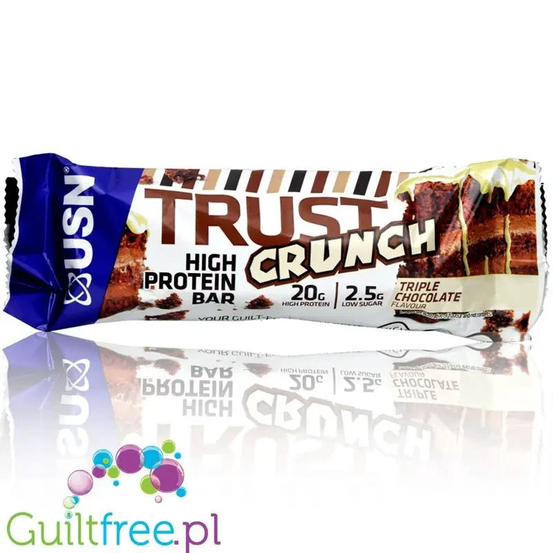 USN Trust Crunch Triple Chocolate - chrupiący baton białkowy z potrójnie czekoladowy z karmelem