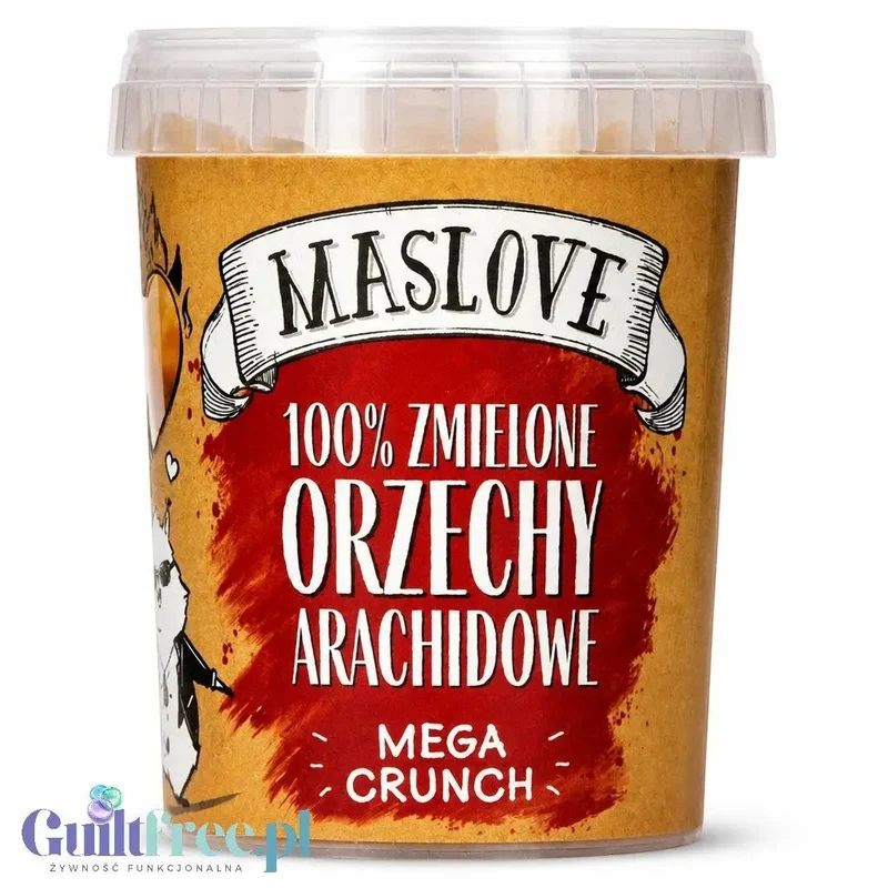 Maslove Masło Orzechowe Extra Crunch 400g z dużymi kawałkami orzechów