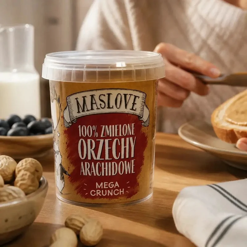 Maslove Masło Orzechowe Extra Crunch 400g z dużymi kawałkami orzechów