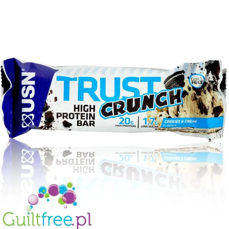 USN Trust Crunch Cookies & Cream - chrupiący baton białkowy z masą ciasteczkową