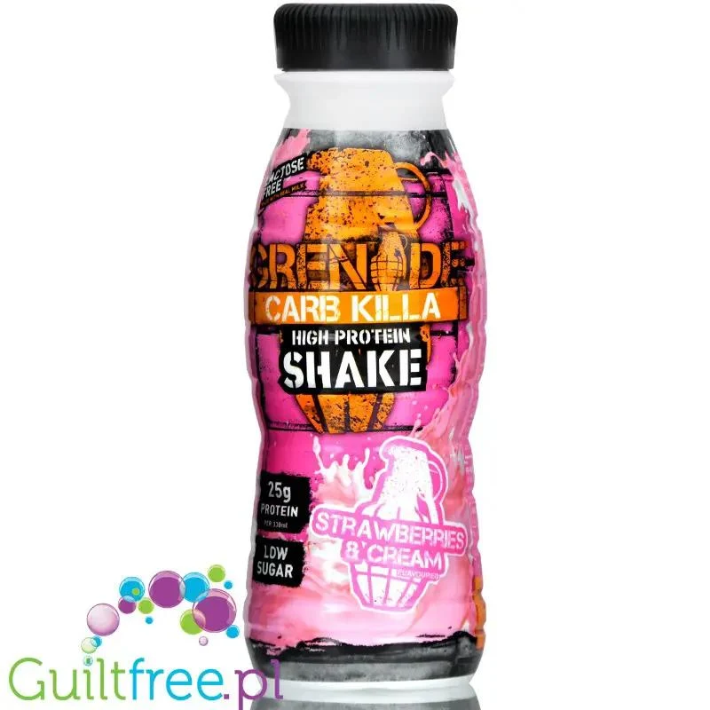 Grenade Carb Killa Strawberries & Cream gotowy koktajl proteinowy bez laktozy 24g białka