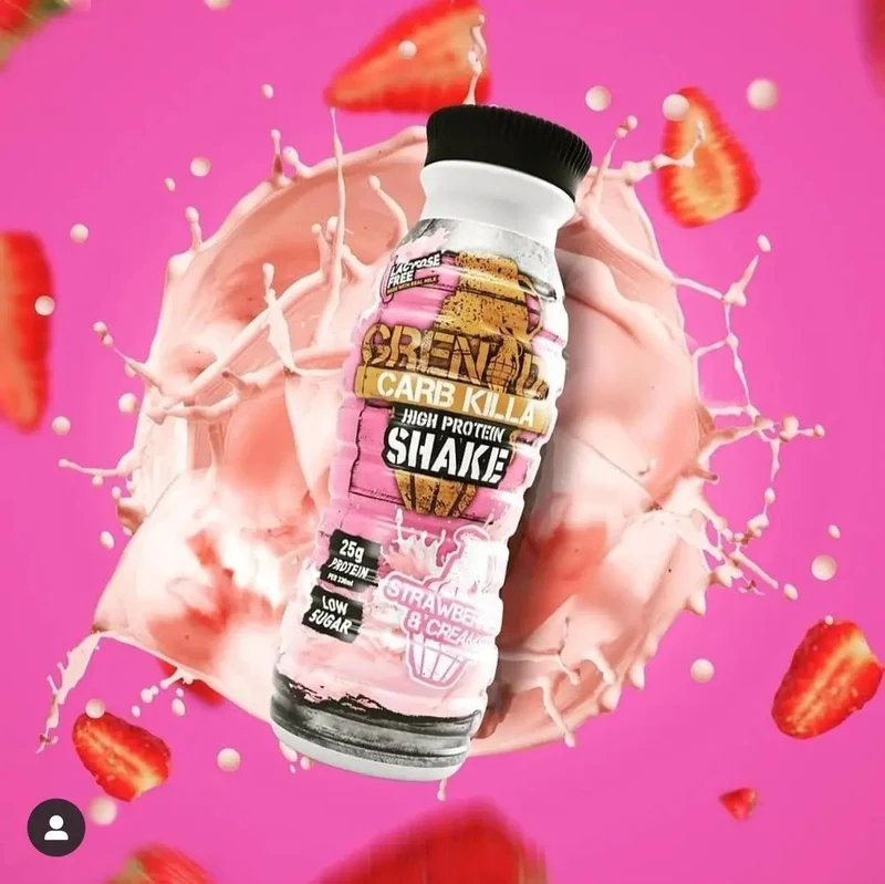 Grenade Carb Killa Strawberries & Cream gotowy koktajl proteinowy bez laktozy 24g białka