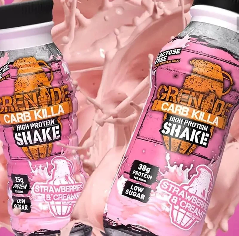 Grenade Carb Killa Strawberries & Cream gotowy koktajl proteinowy bez laktozy 24g białka