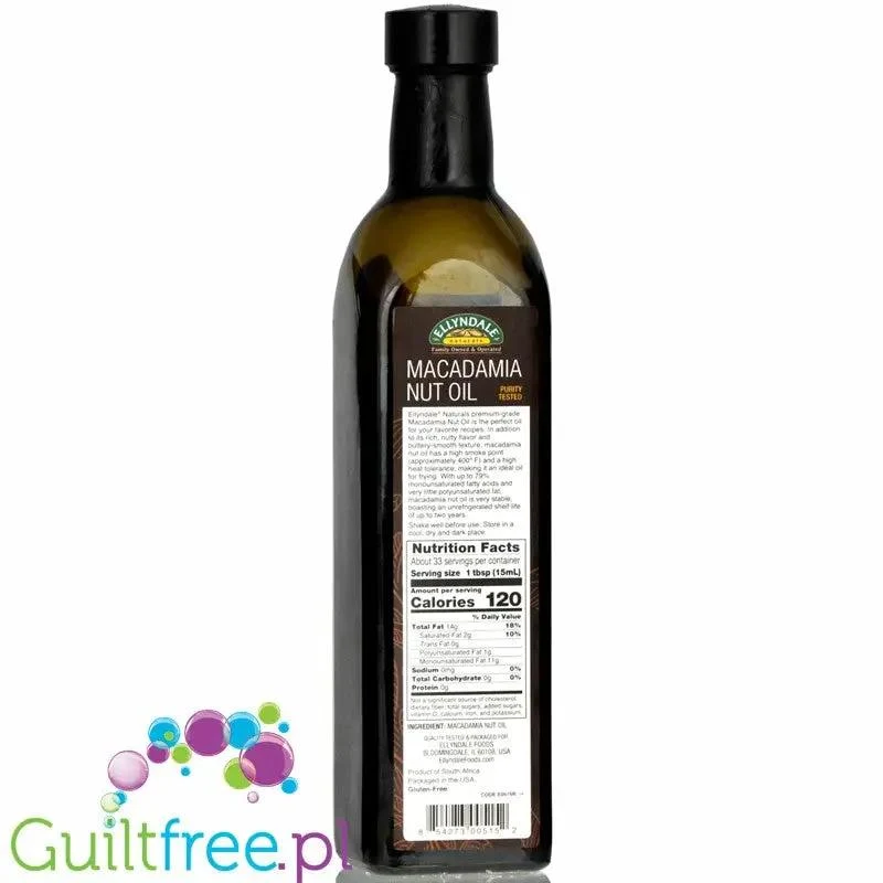 NOW Foods Ellyndale Macadamia Nut Oil - organiczny olej makadamia nierafinowany tłoczony na zimno, jadalny