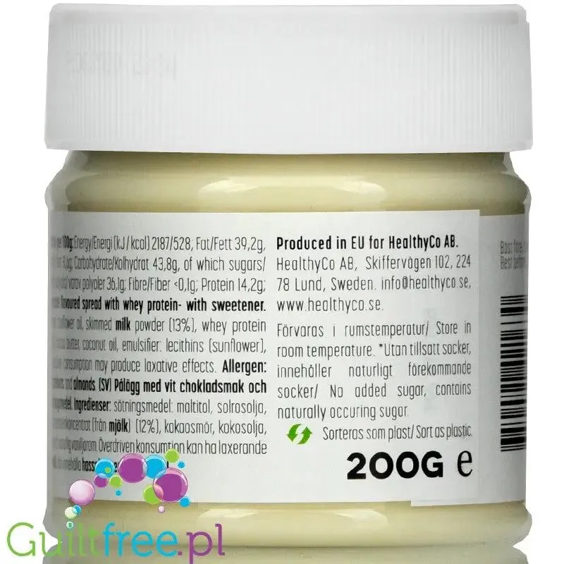 HealthyCo Proteinella White - krem Biała Czekolada, bez cukru i oleju palmowego