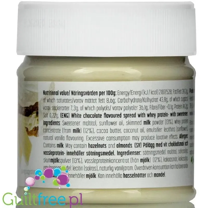 HealthyCo Proteinella White - krem Biała Czekolada, bez cukru i oleju palmowego