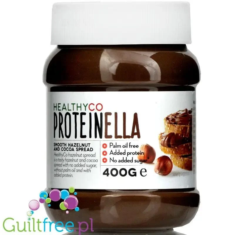 HealthyCo Proteinella Hazelnut & Cocoa - proteinowy krem czekoladowy z orzechami, bez cukru i oleju palmowego 360g