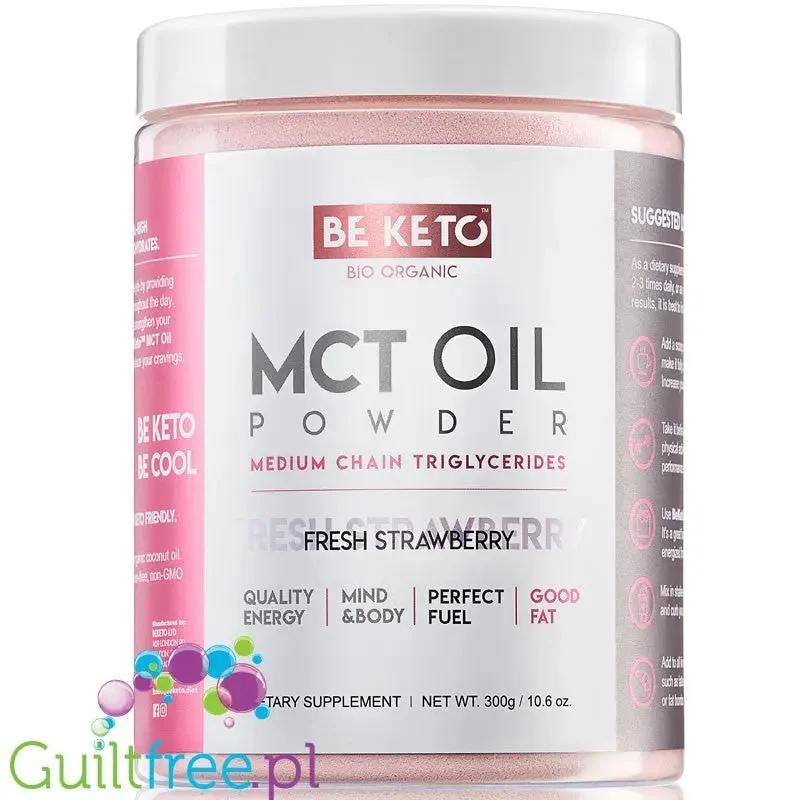 BeKeto™ MCT Fresh Strawberry - olej MCT w proszku, smak truskawkowy, z erytrolem