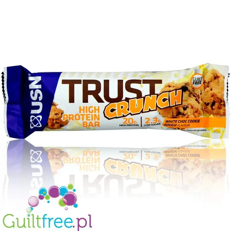 USN Trust Crunch White Chocolate Cookie Dough - chrupiący baton białkowy z masą karmelową (Biała Czekolada & Masa Ciasteczkowa)