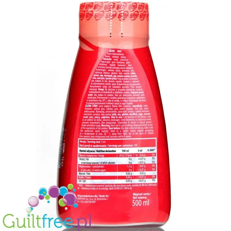 6Pak Nutrition Zero Sauce Raspberry - malinowy sos zero