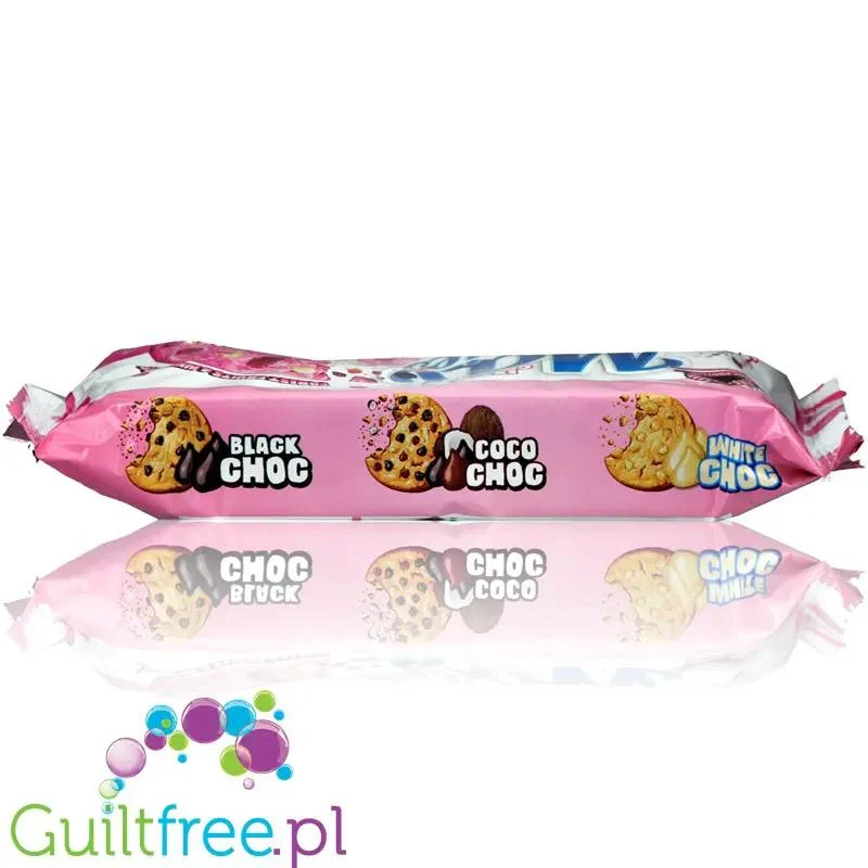 MAX Protein Cookies Pink & White - proteinowe ciastka bez oleju palmowego z białą czekoladą i malinami, z MCT