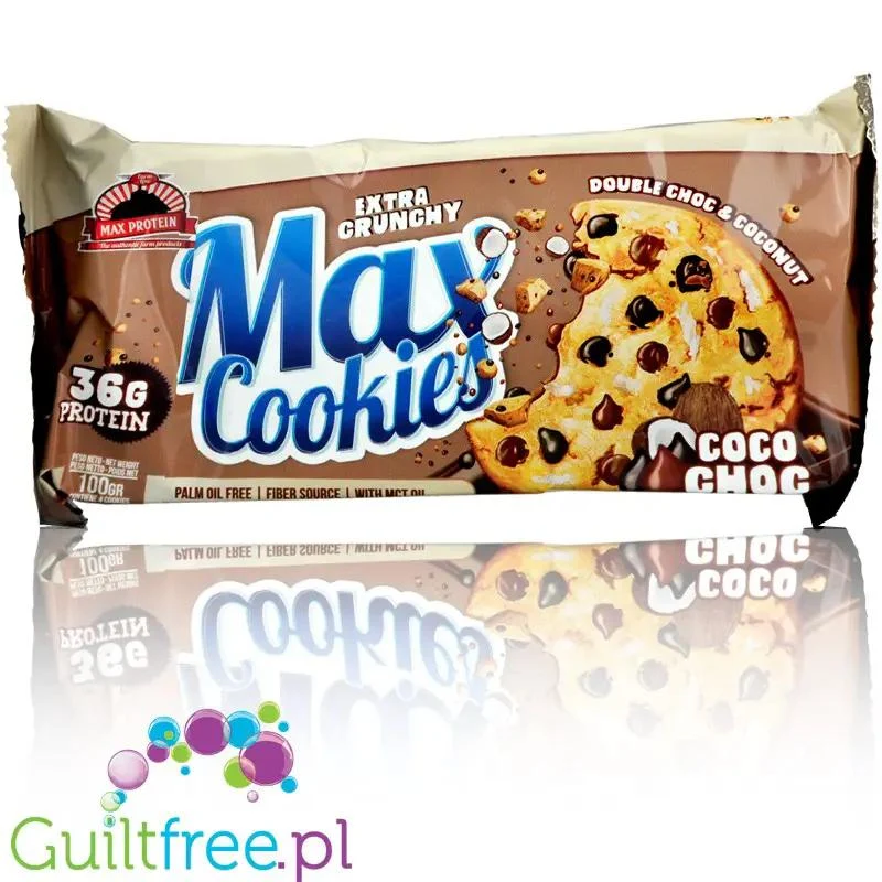MAX Protein Cookies Coco Choc - proteinowe ciastka bez oleju palmowego z czekoladą i kokosem, z MCT
