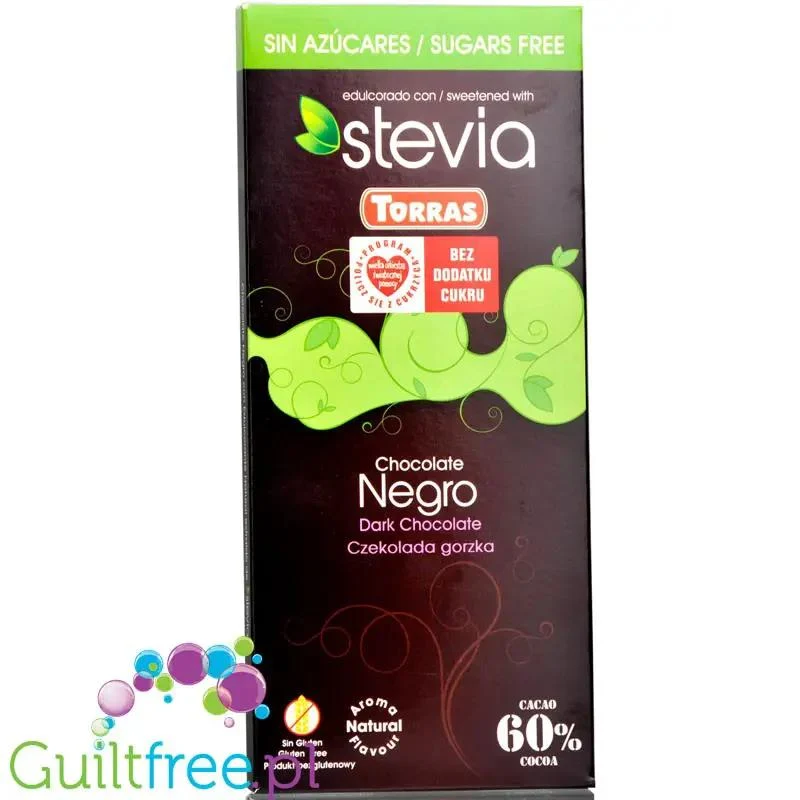 Torras Dark Stevia 60% Cocoa - gorzka czekolada bez cukru, słodzona tylko stewią i erytrolem
