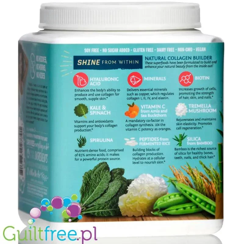 Sunwarrior Collagen Building Peptides, Tahitian Vanilla - wegańska odżywka białkowa stymulująca wytwarzanie kolagenu