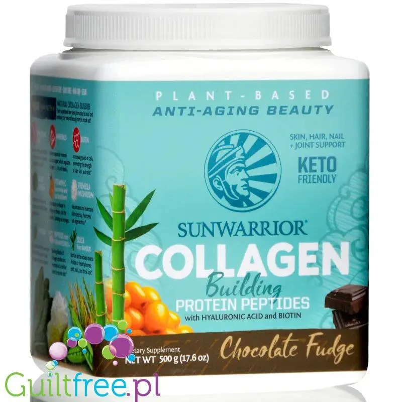 Sunwarrior Collagen Building Peptides, Chocolate Fudge - wegańska odżywka białkowa stymulująca wytwarzanie kolagenu