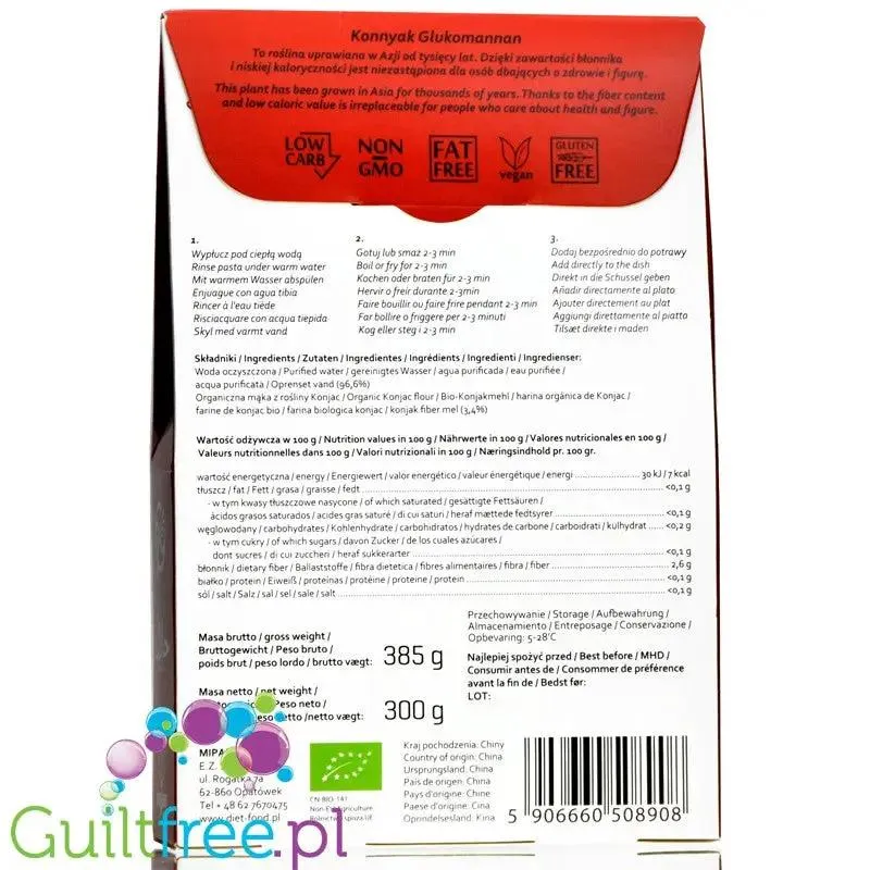 Diet Food Organic Makaron Shirataki Fettuccine 300g