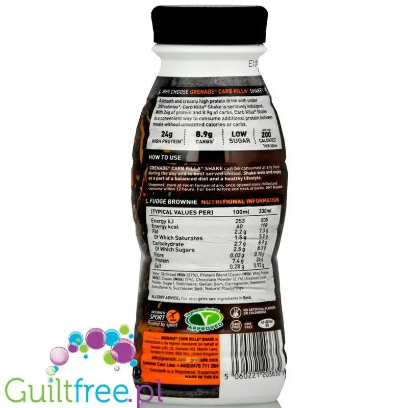 Grenade Carb Killa Fudge Brownie czekoladowy protein drink 24g białka