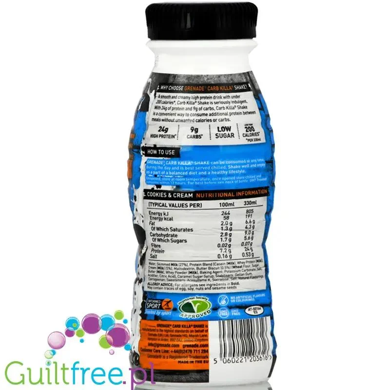 Grenade Carb Killa Cookies & Cream shake proteinowy 24g białka