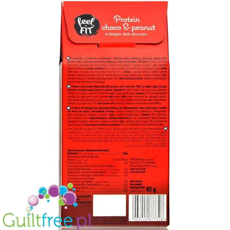 FeelFIT Protein Choco & Peanut - proteinowe czekoladki bez cukru z nadzieniem orzechowym