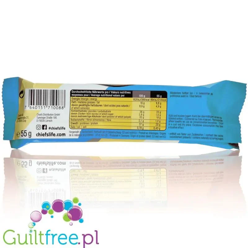 Chiefs Protein Bar Crispy Cookie - baton proteinowy, Ciasteczko & Mleczna Czekolada,20g białka & 200kcal