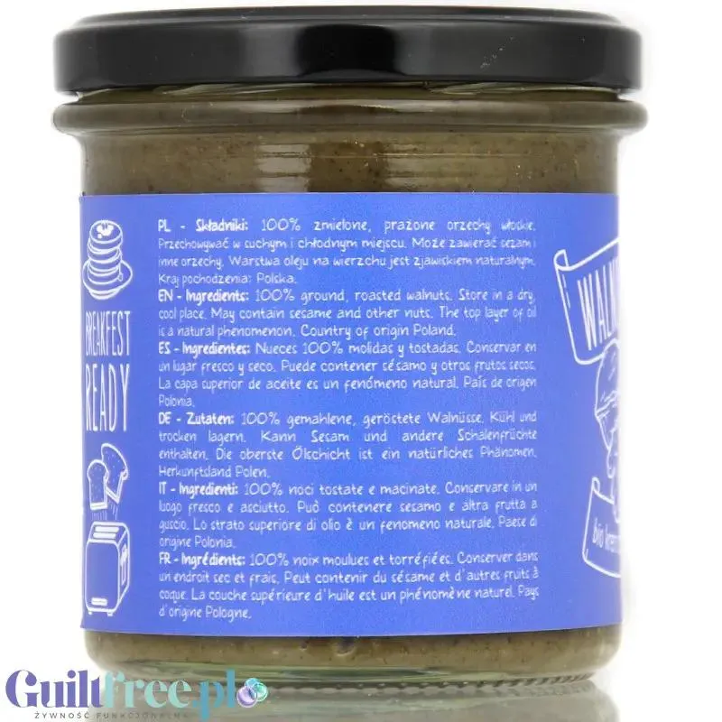 Diet Food Bio Masło z orzechów włoskich 100% bez soli i cukru 300g