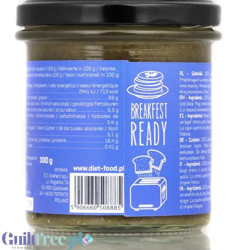 Diet Food Bio Masło z orzechów włoskich 100% bez soli i cukru 300g