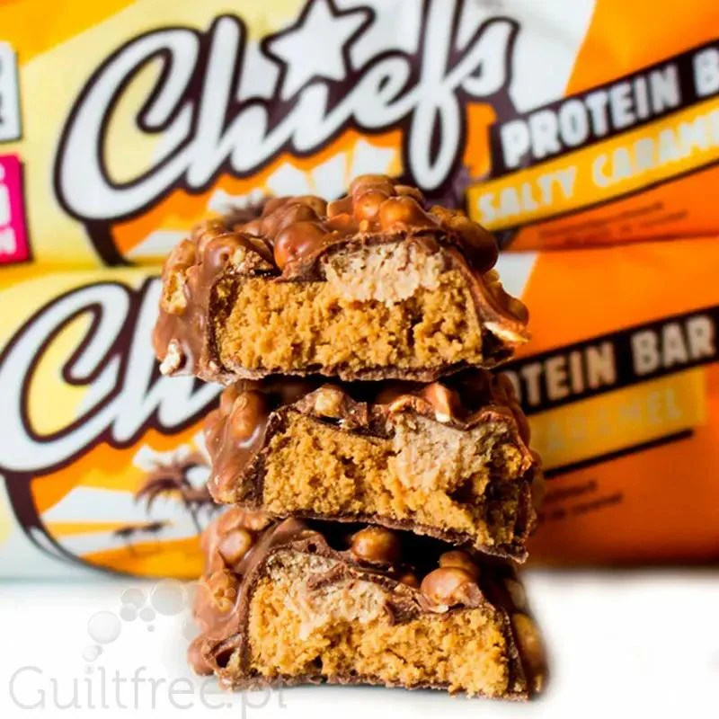 Chiefs Protein Bar Salty Caramel - baton proteinowy, Solony Karmel & Mleczna Czekolada,20g białka & 200kcal