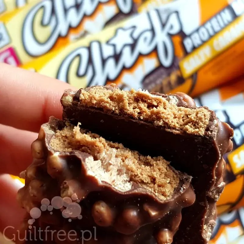 Chiefs Protein Bar Salty Caramel - baton proteinowy, Solony Karmel & Mleczna Czekolada,20g białka & 200kcal