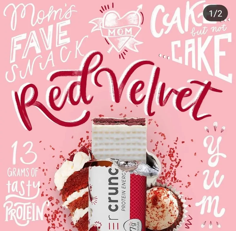 Power Crunch Red Velvet PUDEŁKO x 12 SZT - proteinowe wafelki ze stewią