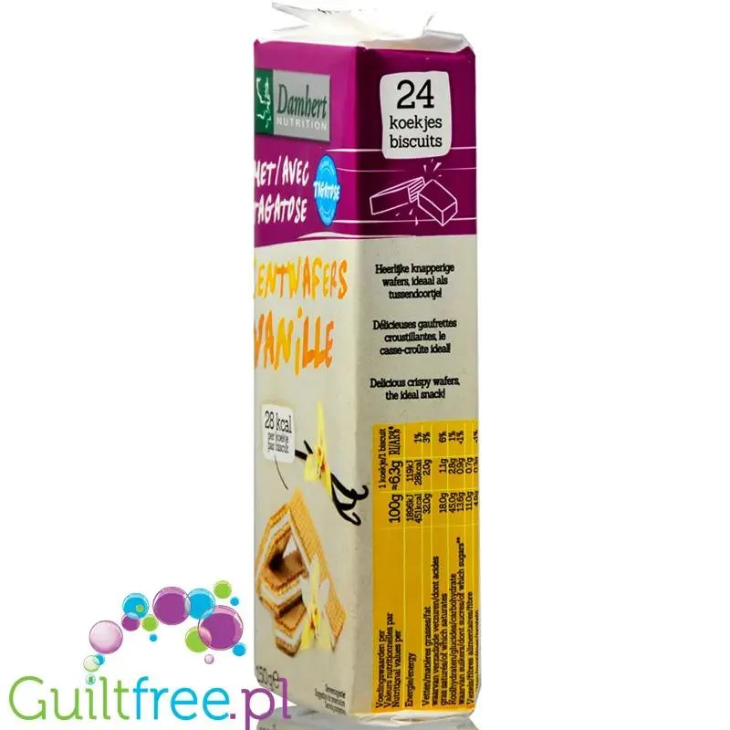Damhert Low Carb Vanilla Centwafers - wafelki z kremem waniliowym bez dodatku cukru