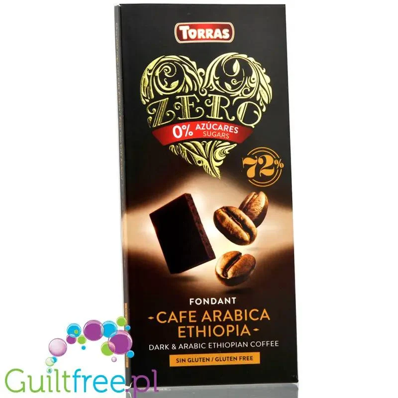 Torras Zero Cafe Arabica Ethiopa - ciemna czekolada bez cukru z ziarnami kawy